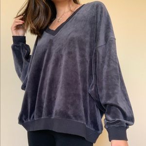 Velour oversized long sleeve track sweatshirt